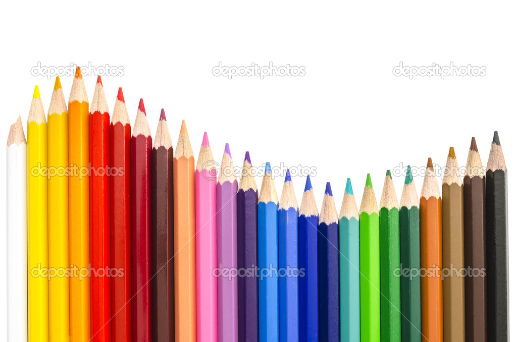 Closeup of coloured pencils