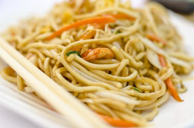 Asya kızarmış noodle closeup