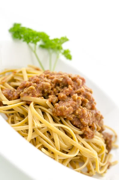 Zbliżenie spaghetti bolognese — Zdjęcie stockowe