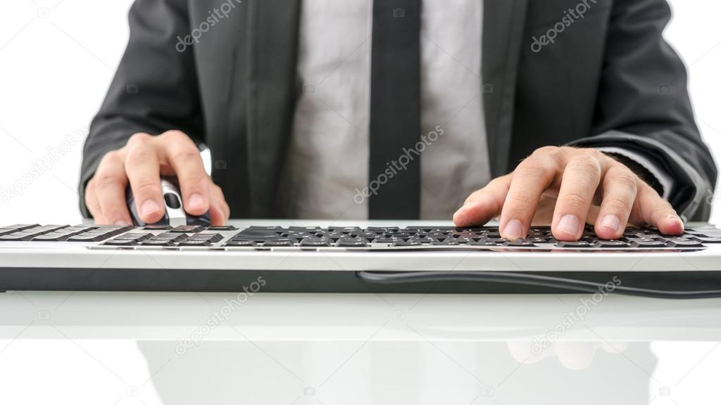 Worker using computer