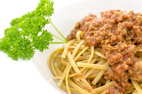 Close-up van spaghetti bolognese — Stockfoto