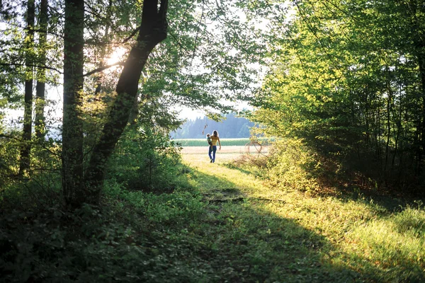 Mother and son on a walk in nature