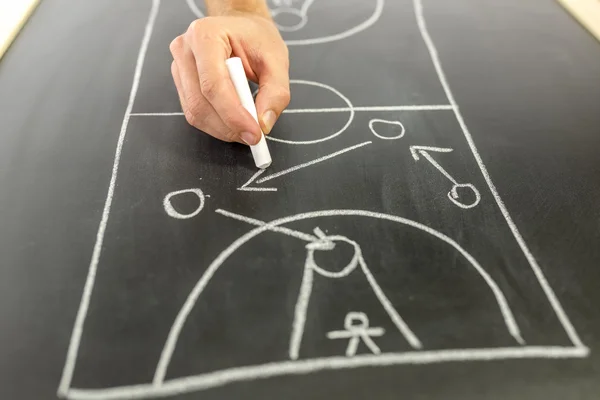 Kreslení basketbal strategie — Stock fotografie