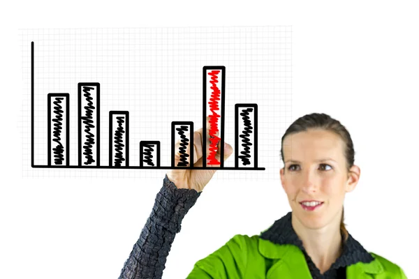 Business woman drawing business graph — Stock Photo, Image
