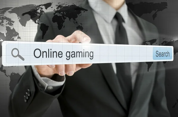 Online-Gaming in Suchleiste geschrieben — Stockfoto