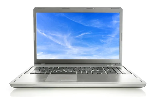 Laptop met sky screensaver — Stockfoto