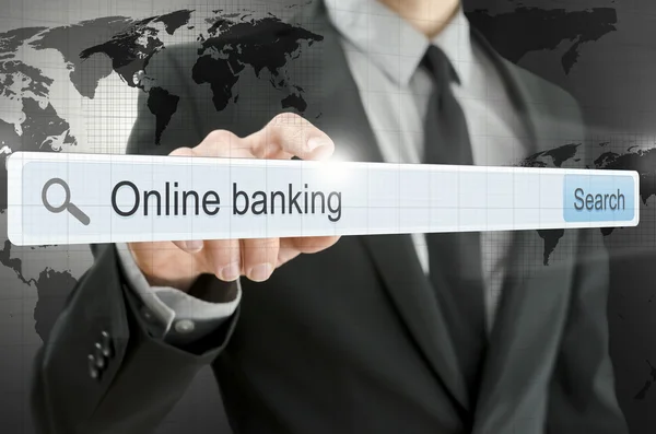 Banca online escrito na barra de pesquisa — Fotografia de Stock