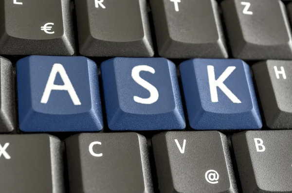 Word Ask spekked on computer keyboard — Stock Photo, Image