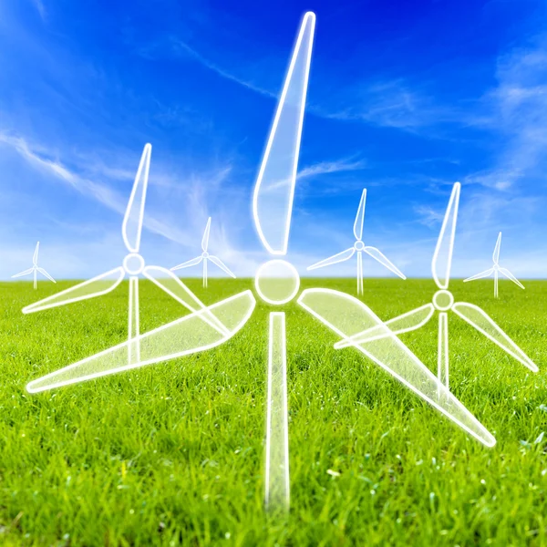 Виртуальные ветряные турбины — стоковое фото