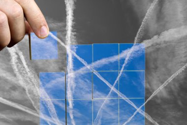 Puzzle with contrails in the sky clipart