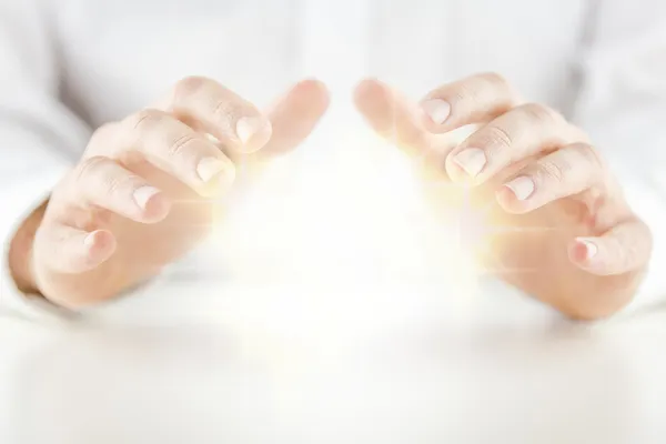 Man with a crystal ball — Stock Photo, Image