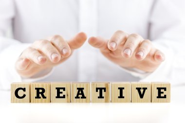 tahta bloklar üzerinde kelime - yaratıcı-