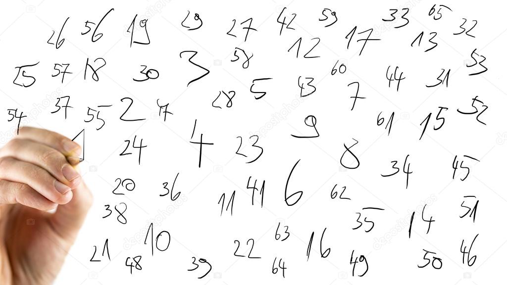 Scattered handwritten numbers on a virtual screen