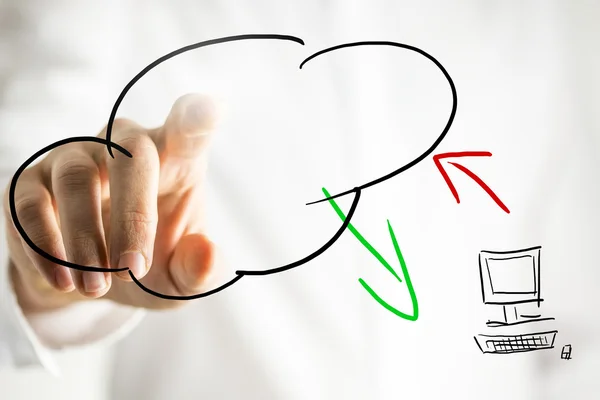 Cloud computing pictogram on a virtual interface — Stock Photo, Image