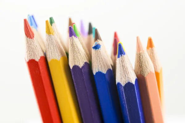 Group of colorful pencil crayons Stock Photo
