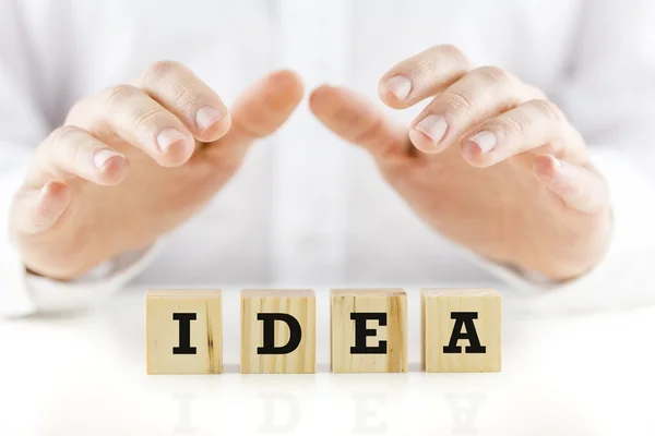 The word - Idea - on wooden cubes — Stock Photo, Image