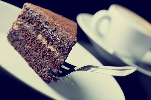 Instagram vintage style chocolate cake — Stock Photo, Image
