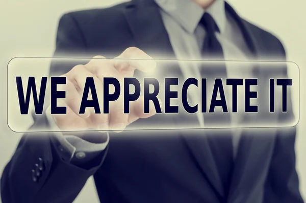 We Appreciate It feedback icon on a virtual screen — Stock Photo, Image