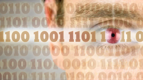 Código binário com olho humano — Fotografia de Stock