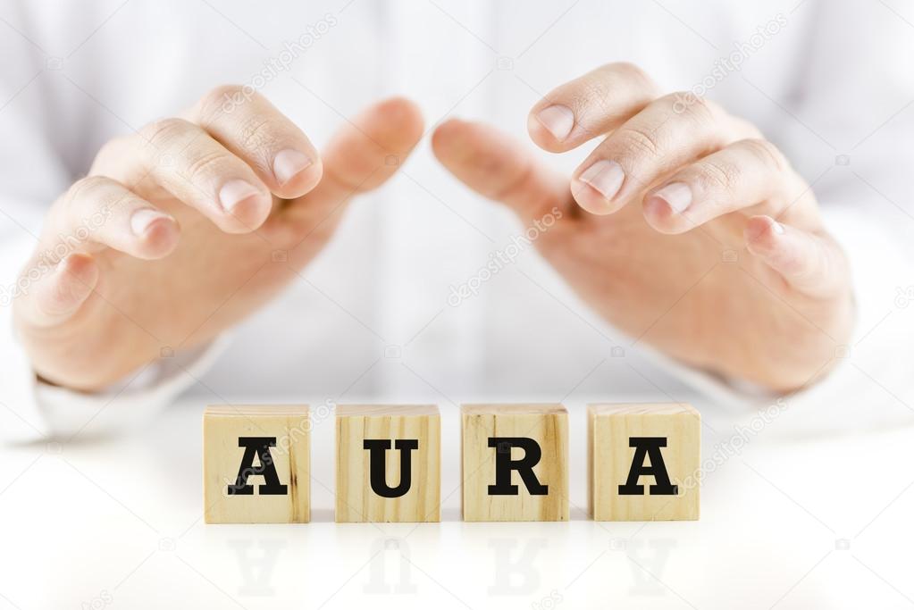 Word - Aura - on wooden cubes