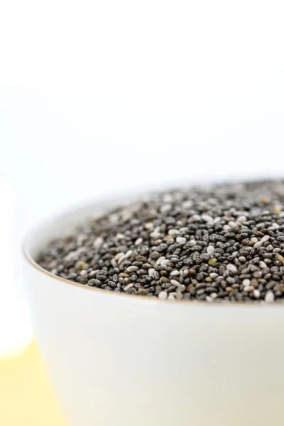 Bowl of healthy chia seeds — Stock Photo, Image