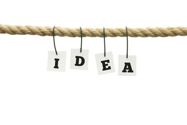 Letters spelling - Idea - hanging on a rope — Stock Photo, Image