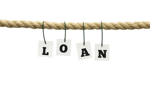 The word loan in alphabet letters on a rope — Stock Photo, Image