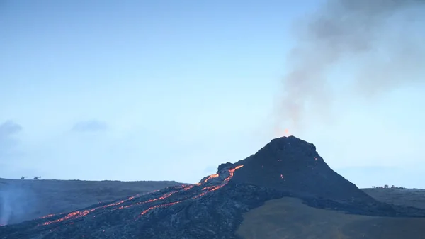 Ein Kleiner Vulkanausbruch Fagradalsfjall Südwesten Islands März 2021 lizenzfreie Stockbilder