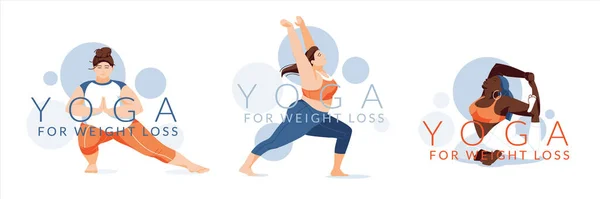 Banners Escuela Yoga Estudio Yoga Para Bajar Peso Concepto Diseño — Vector de stock