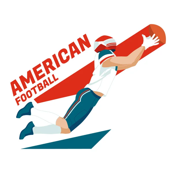 American Football Player Catches Ball Sports Character Isolated White Background — Stok Vektör