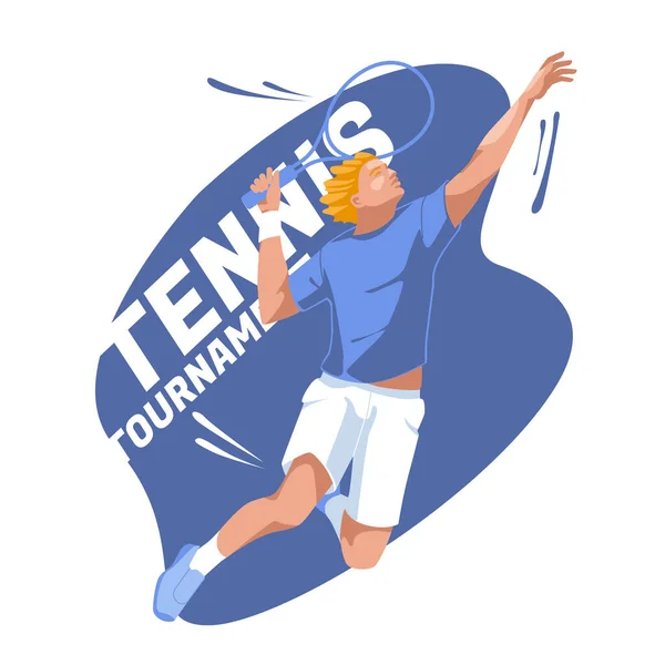 Tennis Player Jumping Make Pass Abstract Splash Background Sports Character — ストックベクタ