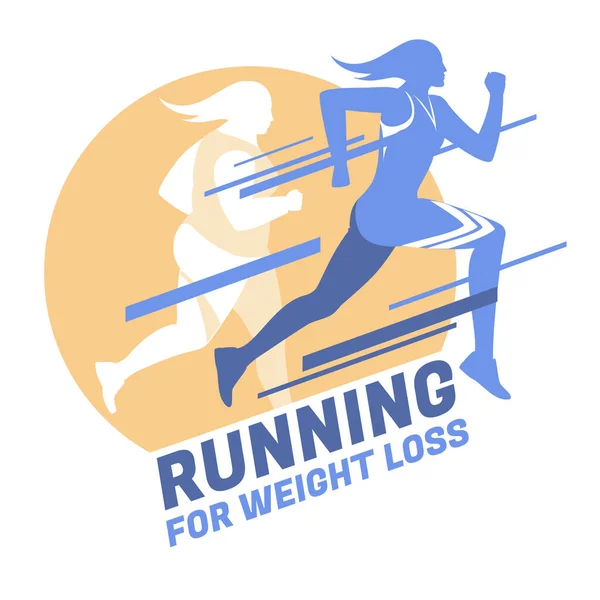 Banner Design Advertising Running Competition Weight Loss Training Overweight Sportswoman — Image vectorielle