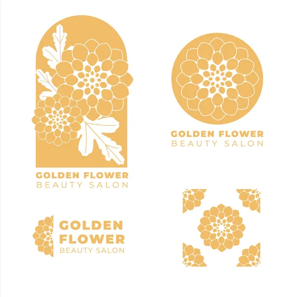 Chrysanthemum Floral Logo Design Boutique Beauty Spa Salon Silhouette Female — стоковый вектор