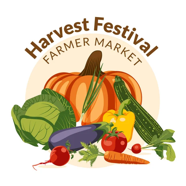 Autumn Farmers Market Banner Vegetables Watermelon Figs Pears Grapes Figs — Stock vektor