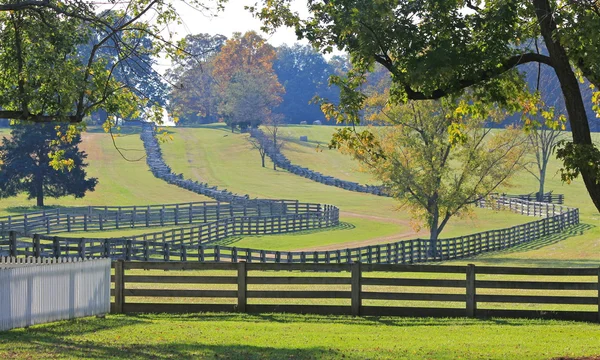 Ploty, které hraničí s appomattox, virginia farma — Stock fotografie