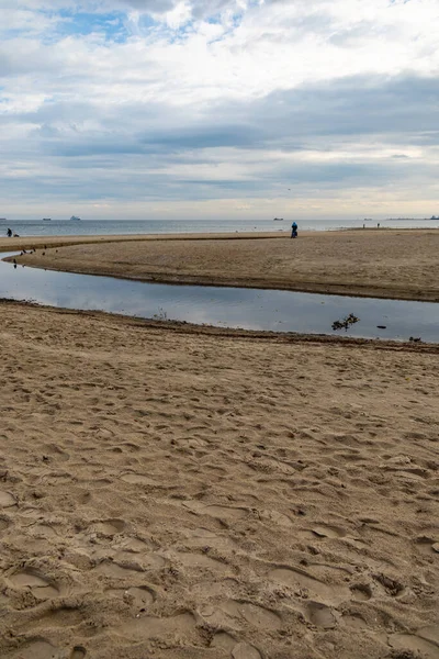 Vertikale Strandlandschaft Der Ostsee Mit Kleinem Bach — Stockfoto