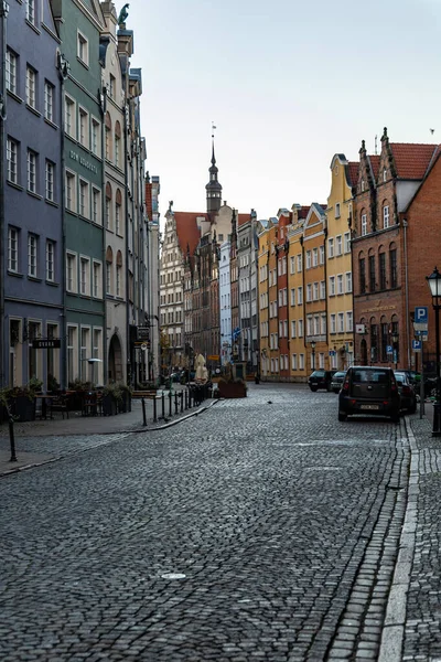 Gdańsk Polska Października 2020 Długa Ulica Przy Rynku Pełnym Kolorowych — Zdjęcie stockowe