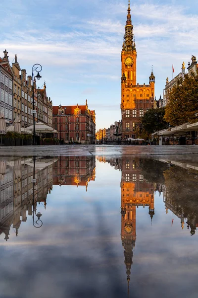 Gdansk Lengyelország Október 2020 Hosszú Piac Tér Épületek Városháza Magas — Stock Fotó