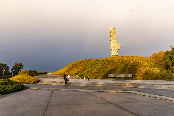 Gdansk Polônia Outubro 2020 Praça Westerplatte Com Grande Monumento Pedra — Fotografia de Stock