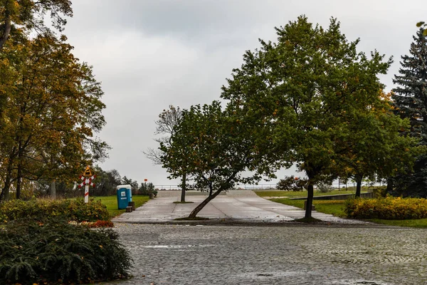 Gdansk Polonya Ekim 2020 Yeşil Sarı Ağaçlı Westerplatte Meydanı Etrafında — Stok fotoğraf