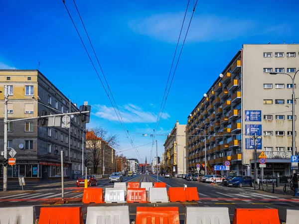 Wroclaw Pologne Novembre 2020 Rénovation Route Tramway Centre Ville — Photo