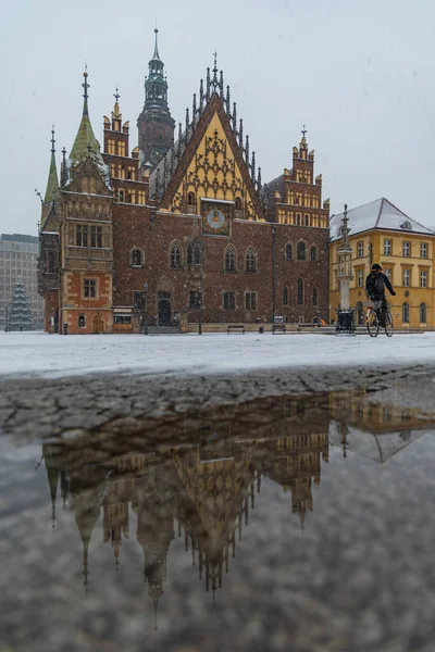 Wroclaw Poland December 2020 Facade Town Hall Market Square Full — Stockfoto