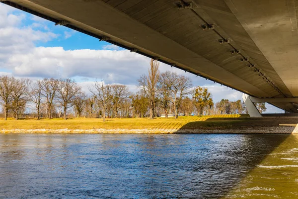 Vista Para Rio Odra Partir Baixo Ponte Rodoviária — Fotografia de Stock