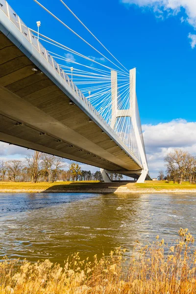 Vratislav Polsko Březen 2021 Redzinský Dálniční Most Přes Řeku Odru — Stock fotografie
