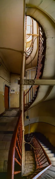 Wroclaw Poland March 2021 Vertical Panorama Spiral Stairs Old Tenement — 스톡 사진