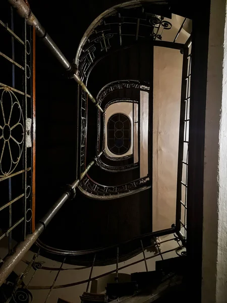 Wroclaw Poland April 2021 Looking Spiral Staircase Big Skylight Ceiling — Stock Photo, Image