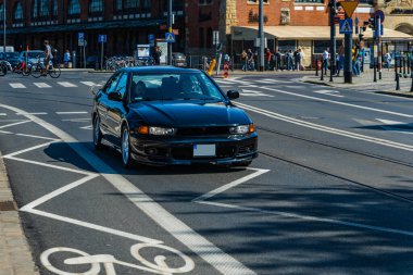 Wroclaw, Polonya - Mayıs 2021: Klasik Wroclaw Bölgesi 'nin eski eski vagonlarında gezinme