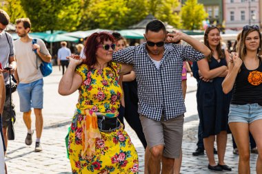 Wroclaw, Poland - 31 July 2021: Rueda de Casino open event at market square