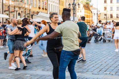 Wroclaw, Poland - 31 July 2021: Rueda de Casino open event at market square