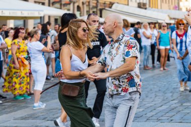 Wroclaw, Poland - 31 July 2021: Rueda de Casino open event at market square